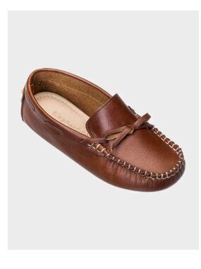 Elephantito Drivers Baby Boys 7 bow Brown Leather Slip On Casual Loafer Shoe